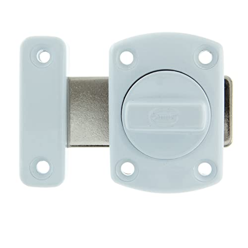 Amig - Pasador de Sobreponer | 30 x 42 mm | Adecuado en Puertas de Paso de Madera | Cierre Cilíndrico Giratorio | Pestillo para Baño, Dormitorio o Despacho | Cerrojo de Seguridad | Zamak Blanco