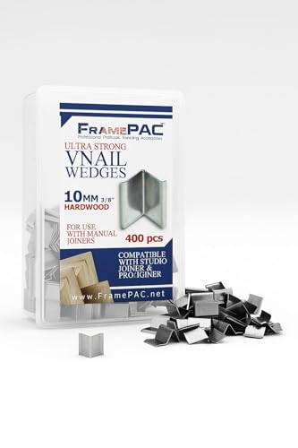 FramePac V Nails for Picture Frames Hardwood 10mm (3/8 Inch) [400 V-Nail Pack, Loose] - (for use in Manual V Nailer for Picture Framing, Hand V Nailer for Picture Frames, Manual Picture Frame Joiner)