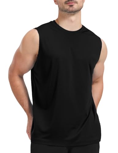 Men's Sleeveless UPF 50+ Swim Shirts Quick Dry Workout Tank Top UV Protection Running Gym Muscle T Shirts - Main Image