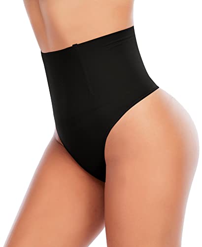 YARRCO Damen Bauchweg Unterhose Slips String Tanga Shapewear Miederhose Body Shaper Miederslips Figurformende Unterwäsche (Schwarz, M)