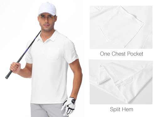 Image of Rdruko Men's Polo Shirts Short Sleeve Quick Dry Outdoor Golf Sports Shirts with Pocket