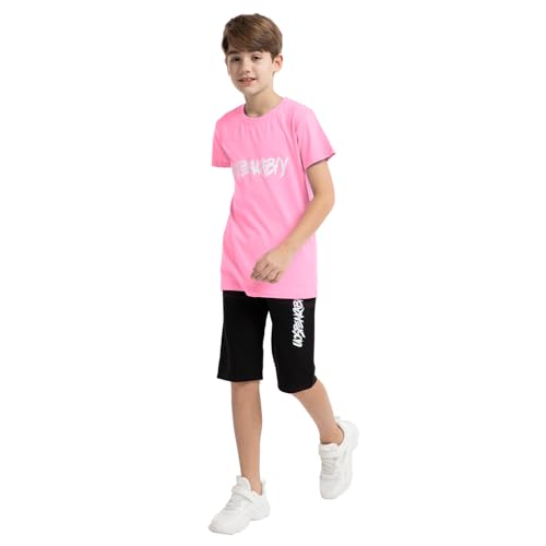 Image of amropi Boys Shorts Set Cotton T-Shirt and Short Pants 2 Pieces Summer Tracksuit for Age 2-12 Years