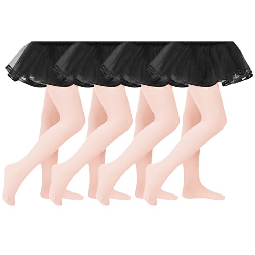 Durio 4 Pairs Ballet Tights for Girls Ultra Soft Toddler Dance Tights Footed Stockings for Girls School Elastic Leggings3