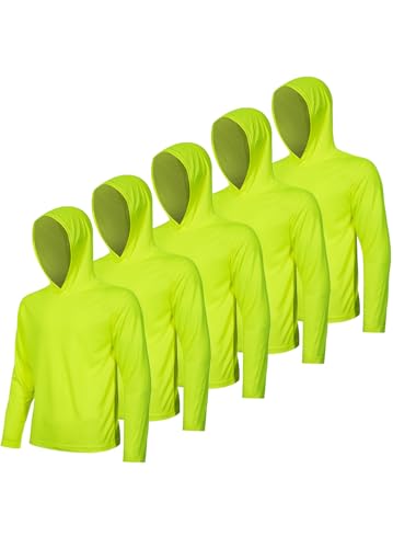 Image of 5 Pack Men's UPF 50+ Sun Protection Hoodie Shirts Long Sleeve Shirts Quick Dry Lightweight for Running Workout Hiking Fishing
