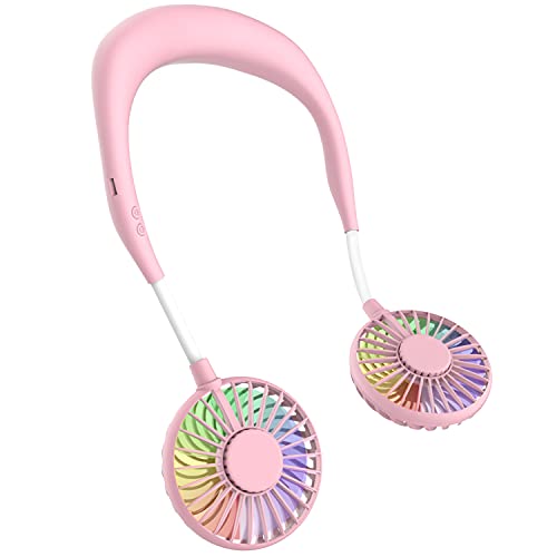 ITSHINY Ventilador Cuello, Ventilador Cuello Portátil, Mini Ventilador Portatil, Ventilador de Manos Libres Ventilador USB con Ajustable 3 Velocidades Recargable para Viajes, Deporte, Oficina, Hogar