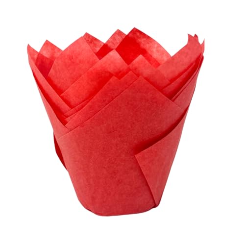 Cápsulas Tulipán para Muffins - Decoración Dulce (Paquete de 100) (Rojo)