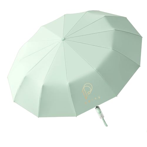Image of PALAY UPF 50+ Umbrella for Women Men with Big Canopy, Sun & Rain Protection, Cyberpunk Clear Handle, Auto Open Close, Compact Travel Pocket Umbrella With Fiberglass Ribs (Green)