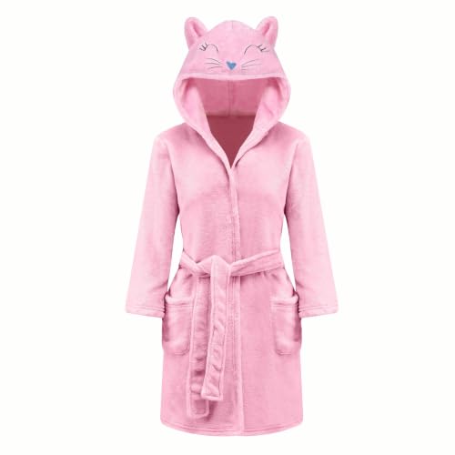 Image of V.&GRIN Girls Fleece Hooded Robe, Soft Unicorn Bathrobe for Kids 5-14 Years