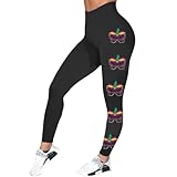Generisch Damen-Leggings, Bedruckt, Kontrolle, Yoga, Sport-Leggings, Damen-Leggings mit hoher Taille (Grey, L)