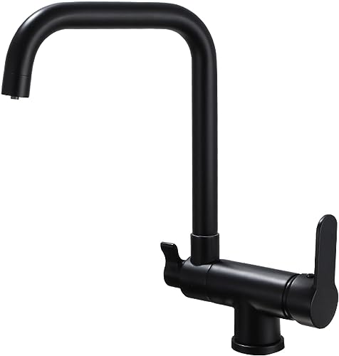 Mitigeur cuisine 3 voies noir avec robinet rabattable pour filtre