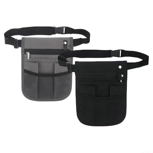Riñonera ajustable de tela de nailon con diseño de cinco bolsillos a medida para profesionales que necesitan un almacenamiento eficiente (negro)