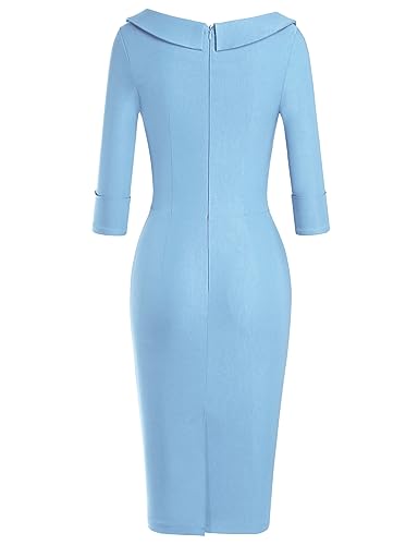 Muxxn MX-8118-AIRY BLUE 1-S Women'S Sweetheart Neckline Bodycon Dresses Split Wedding Guest Formal Pencil Dress  thumb #1