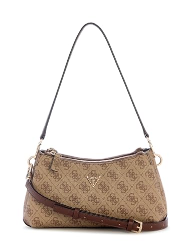GUESS Schultertasche Umhängetasche Noelle II Tri Compartment Shoulder Crossbody Bag Latte Logo/Brown braun