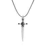 TAKILINGO 925 Sterling Silver Sword Pendant Necklace Zircon Stone Sword Jewelry Gifts For Women Men Boys (50 cm)