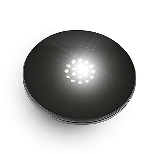 ASENTE 19 LED Light Stand Base – Circular Display Pedestal for 3D Crystal Glass Art – AC/USB Adapter Plug Operated – 5.5 Inch Illuminated Holder – Lighted Mirror Box for Centerpieces