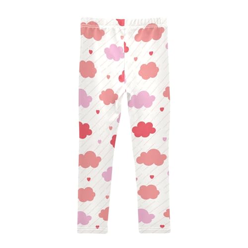 Clouds Lines and Hearts Girls Leggings,Workout Leggings for Girls Toddler Athletic Leggings Size for 3-10T2