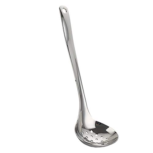 Super Leader 2 Pcs Soup Ladle Colander Soup Ladle Stainless Steel Ladle Spoon Set Flatware Cookware Serving Long Handle Steel Slotted Spoon Cooking Utensil Set for Hotpot Good Grips B