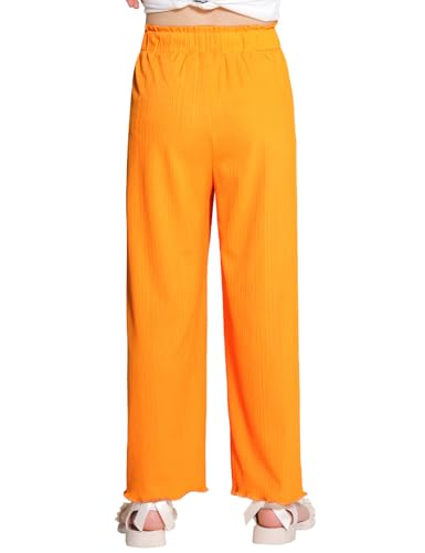 Image of Girls Wide Leg Palazzo Pant Loose Straight Cute Bow Waist Spring Summer Lightweight Dress Pant for Kids 5-14Y