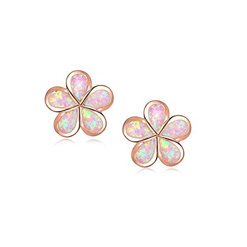 Cinily OH4711 Hypoallergenic Flower Stud Earrings, Pink Opal Stud Earrings 14K Rose Gold Plated Flower Jewelry cover
