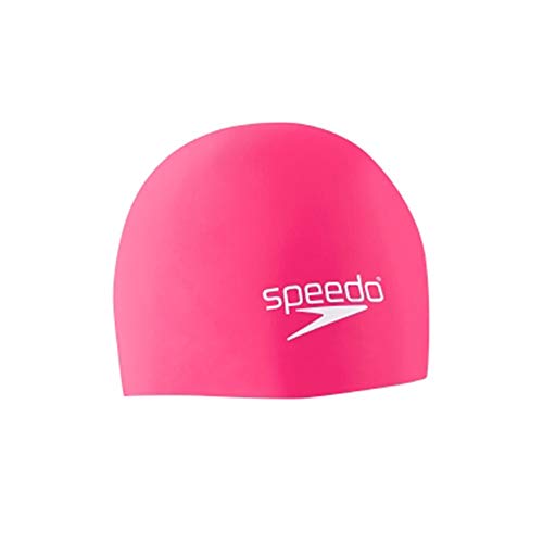 Speedo Elastomeric Solid Soft Silicone Dome Swim Cap - Pink, One-Size (2-Pack)