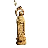 xiledu Solid Wood Ksitigarbha Buddha Statue, Figurines for Home Office Decor, Ward Off Evil Spirits Buddha Sculpture for Gift
