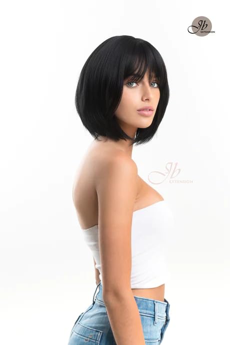 Miniatura 2 de CATIA - Peluca corta de corte Bob con flequillo, pelucas rectas sin pegamento para mujer, pelucas sintéticas naturales para uso diario (pelucas de