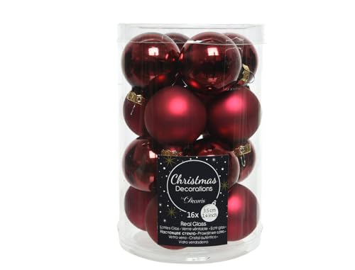 Christbaumschmuck Weihnachtskugeln Glas 16 Stück ochsenblut Ø35mm