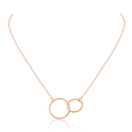 AFSTALR Rosegold Kette mit 2 Ringen Damen Kette Zwei Kreise mit Anhänger Halskette Geschenk für Frauen Cover