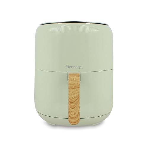 MENASTYL - Friteuse sans huile à air chaud Colorama - Céladon - sans PFAS - 4.5L - 8 programmes - Température jusqu'à 200°C - Minuterie 1 heure - Panier et grille...