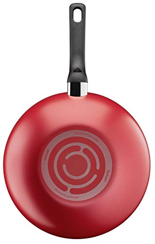 طقم أواني طبخ من تيفال، مصنوع من الألومنيوم باللون الأحمر، مع تقنية ثيرمو سيجنال ومقاوم للالتصاق وخفيف الوزن، يتكون من 12 قطعة