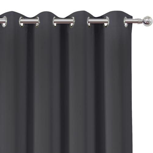 Image of LEMOMO Dark Grey Thermal Blackout Curtains /52 x 95 Inch /Set of 2 Panels Room Darkening Curtains for Bedroom