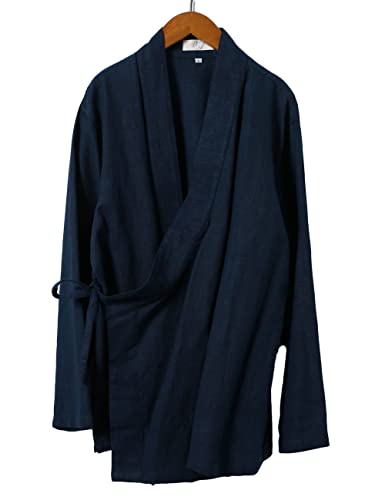 Ysty Men's Hanfu Shirt Top Cotton Linen Cardigan Jacket loose kimono Jacket Wrap Front Chinese Style Traditional Clothing2