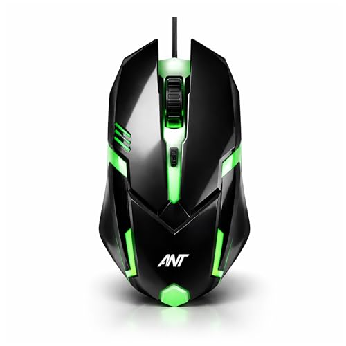 Image of Ant Globe 12 Wired Optical Gaming Mouse - 2400 DPI High-Precision Sensor, Multicolour RGB Backlight, 4 Responsive Buttons, Ergonomic Lightweight Design for PC, Mac, Laptop & Desktop (Black)