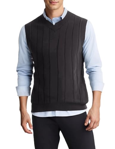 Men's V-Neck Striped Pullover Sweater Vest Stylish Classic Warm Business Casual Waistcoat4