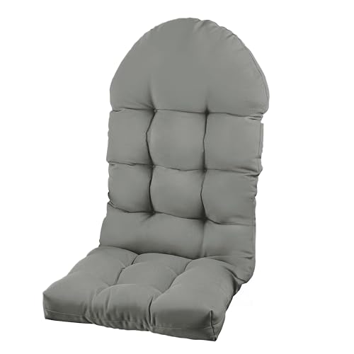 Image of Adirondack Chair Cushion, Rocking Chair Cushion 44x19.4x4 inch, High Back Patio Cushions of Upper and Lower with Ties, Sunscreen and Fade-Resistant (Gray, 1)