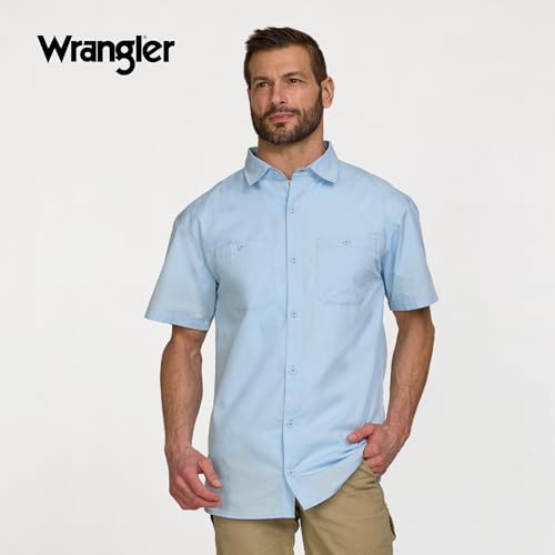 Wrangler Men's Big and Tall Short Sleeve Poplin Button Up Shirt Relaxed Fit - image 6