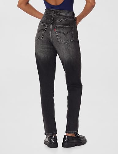 Image of Women's Mid Rise Relaxed Tapered Fit Black Jeans