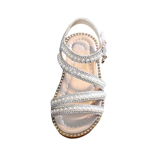 Toddler Baby Girls Dress Sandals Kids Pearls Open Toe Ankle Straps Princess Flat Sandal Wedding Flower Girl Shoes