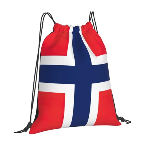 Norwegian flag Print Drawstring Bags Gym Bag - Lightweight Foldable - Sports, Travel, Yoga, Beach, Hiking, Picnics, Outdoor2