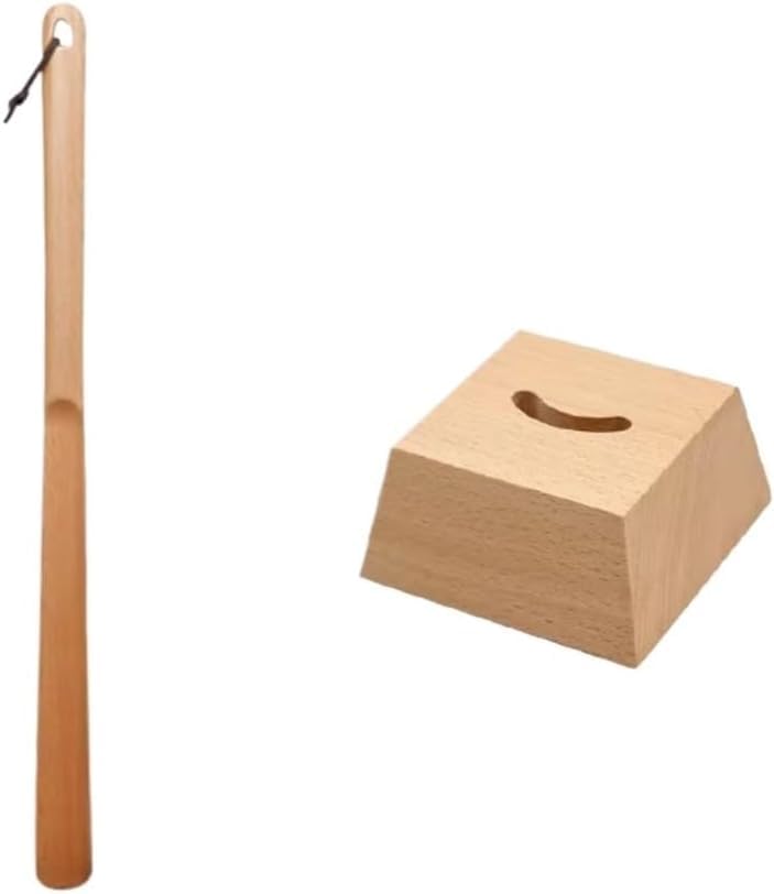 Calzascarpe Lungo in Legno, Calzascarpe Realizzato in Legno di Noce Nero Originale, Aiuto per Scarpe con Base Stabile, Original Wood, 75 cm