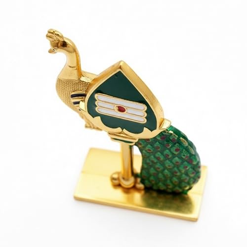 Image of Divine Lord Murugan Murugar Vel mayil Idol for Car Dashboard, Home, Office Desk - Murugar Murti Vel for for Pooja, Temple Showpiece, Decoration, Festivals and Gifting (8.5.5 cm, Green Colour)