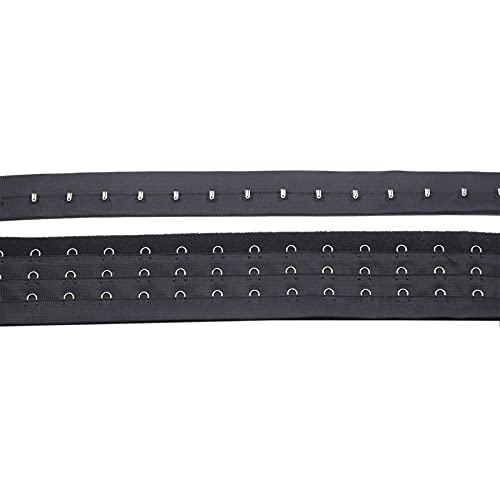 2.5 Yards Pair Black Color Single Hook and Eye Tape Trim for Sewing Quilting Corset Bra Renaissance Dance Bridal Costumes (Three Row)