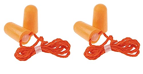 Pacificdeals Portable Silicone Foam Soft Wired Earplugs Ear Buds Noise Reduction For Study Hunting Meditation Sleep Snore Bath Swimming Shooting Racing Construction etc- 2 Pair (Orange)
