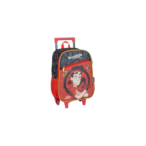Mochila Infantil de Rodinhas Escolar, Estampa Coala, Cinza, Poliéster, 32x17x36cm, com Pelúcia 3D