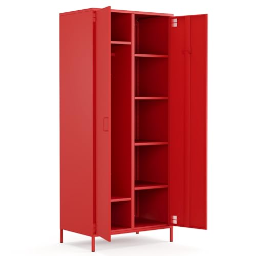 furni24 Metallschrank – Retro Garderobenschrank mit...