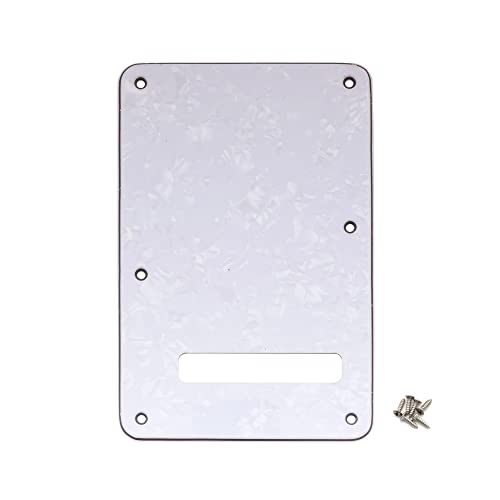 Musiclily Guitar Strat Back Plate for Fender USA/Mexican Standard Stratocaster Modern Style, 4Ply White Pearl