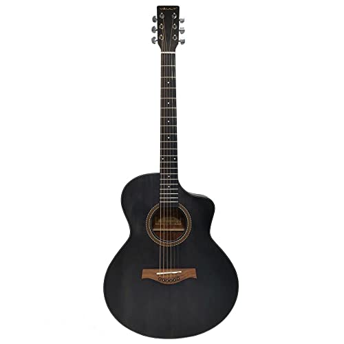 Image of Vault EA40TBK 41 inch Premium Solid Spruce-Top Cutaway Acoustic Guitar with Bajaao Gigbag & Polishing Cloth