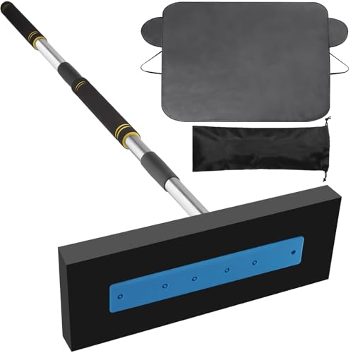 Frebuta Snow Brush for Car Non Scratch, 33 to 87in Snow Remover for Cars Ice Scrapers for Car Windshield Automotive Long Handle Splicing Extension Pole with Foam Head Snow Broom for SUV Truck