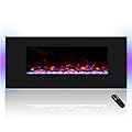 Cheerway 42 Inch Electric Fireplace with Bluetooth Speaker, Wall Mount Fireplace Heater with 5 Spot Light & 7 Flame Settings, Thermostat, Child Lock & Timer by Remote Control, USB and AUX Connection