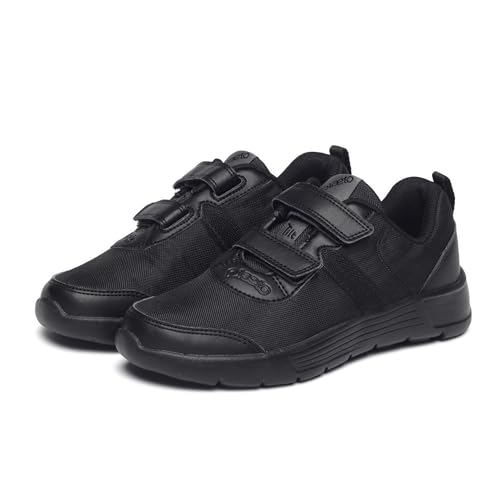 Image of Plaeto Aspire Unisex Black School Shoes for Boys and Girls | Uniform Shoes for Kids | Tilt Lace up Closure, Breathable Upper | Multiplay Sports Shoes - Girl | Boy | Child | Kids School Shoes Black